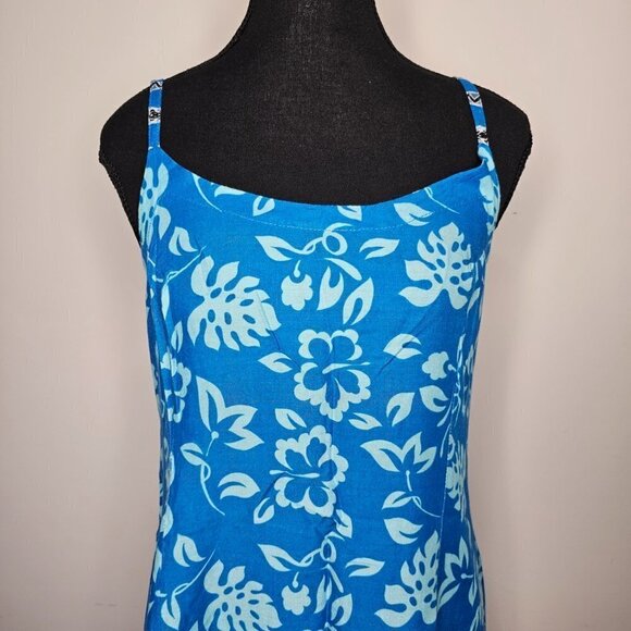 Women's sleeveless sun/beach dress, tropical print, Blue, Medium - Picture 4 of 9